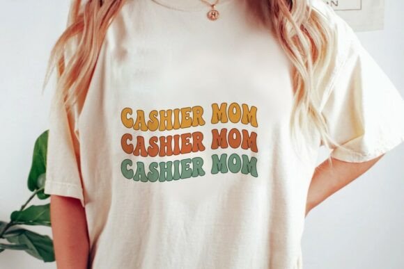 Cashier Mom Groovy Retro Design PNG: A Nostalgic Vibe for Modern Projects