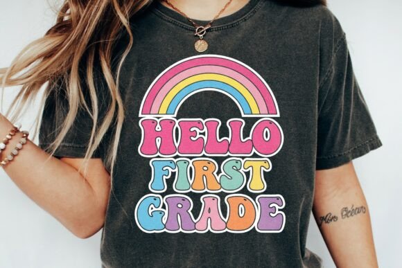 Celebrate the First Day: Hello First Grade T-shirt Design PNG