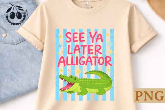 Charming See Ya Later Alligator PNG for Playful Projects