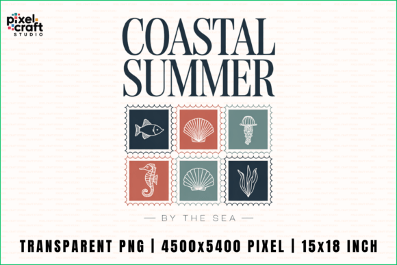 Coastal Summer Sea Life PNG Design: A Breath of Fresh Air for Your Brand
