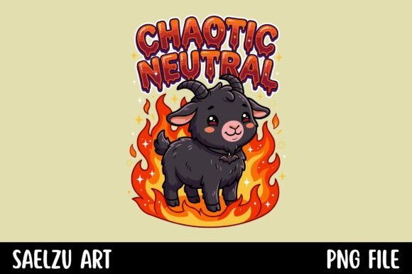 Embrace Chaos with the Chaotic Neutral Cute Goat Design