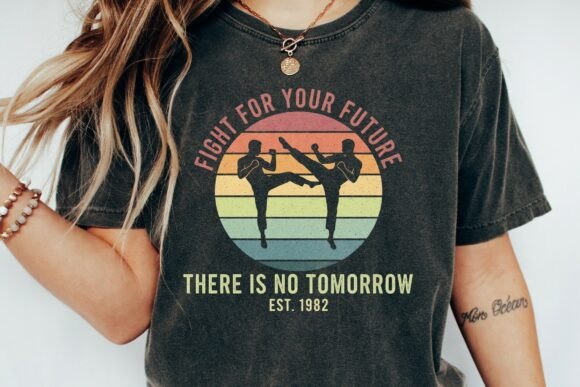Martial Arts Retro Sunset Design Png: A Bold Vintage Asset
